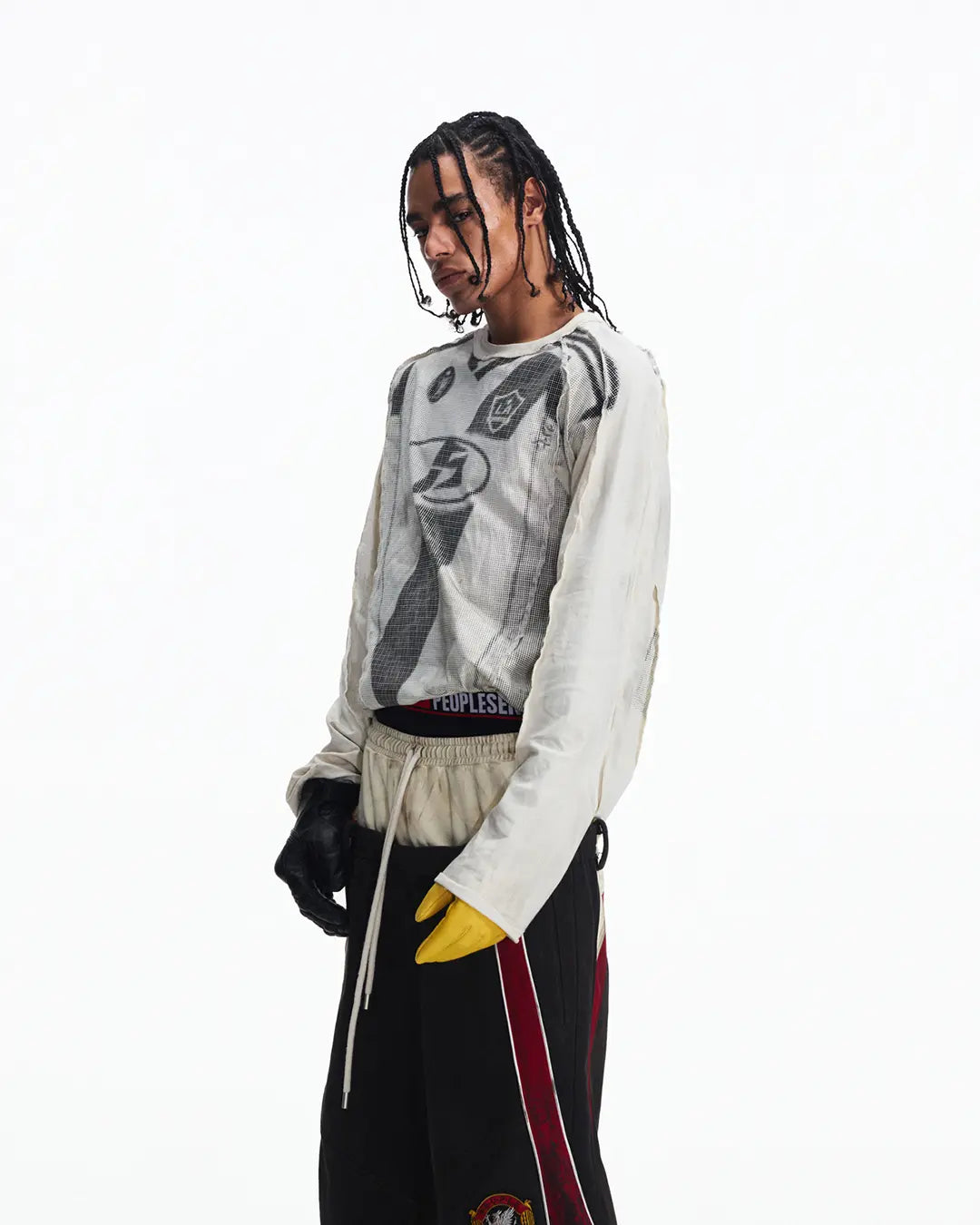 Peoplesense Distressed Racing Long Sleeve Tee