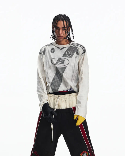 Peoplesense Distressed Racing Long Sleeve Tee