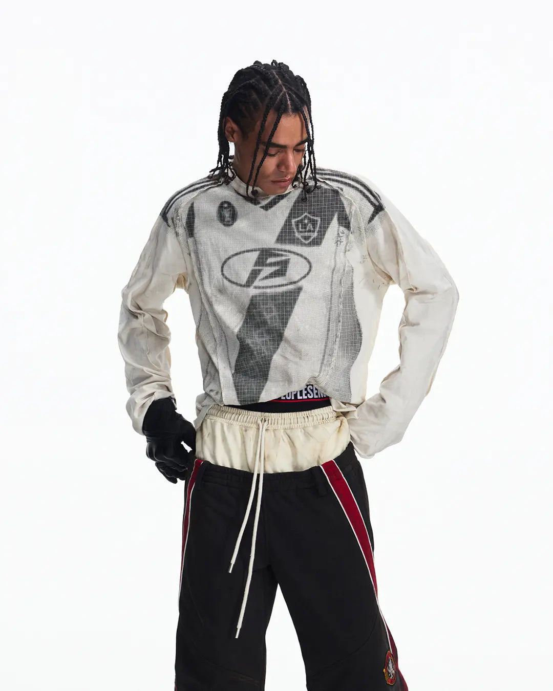 Peoplesense Distressed Racing Long Sleeve Tee