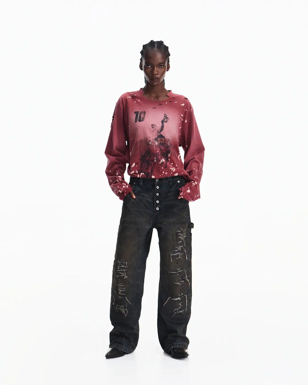 Peoplesense Hand-Cut&Splatter-Dyed Racing Tee