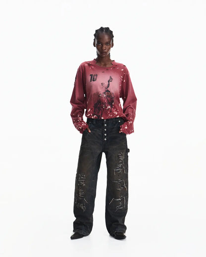 Peoplesense Hand-Cut&Splatter-Dyed Racing Tee