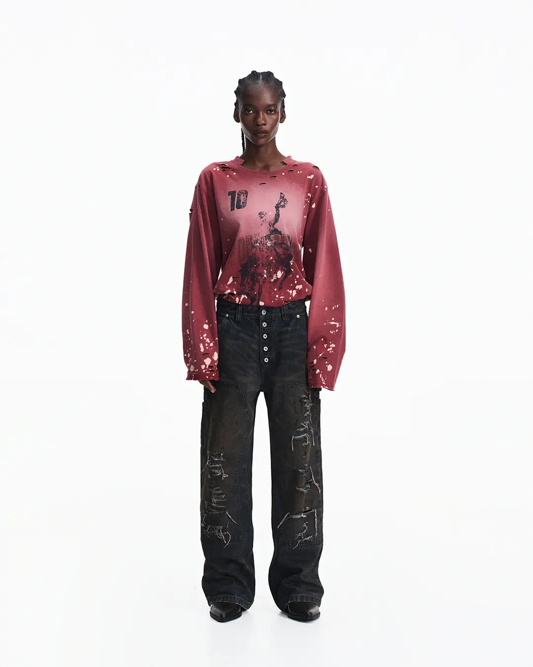 Peoplesense Hand-Cut&Splatter-Dyed Racing Tee