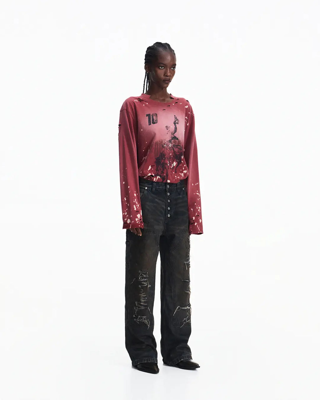 Peoplesense Hand-Cut&Splatter-Dyed Racing Tee