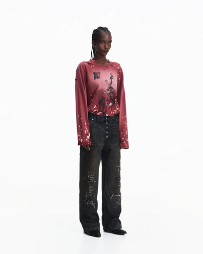 Peoplesense Hand-Cut&Splatter-Dyed Racing Tee