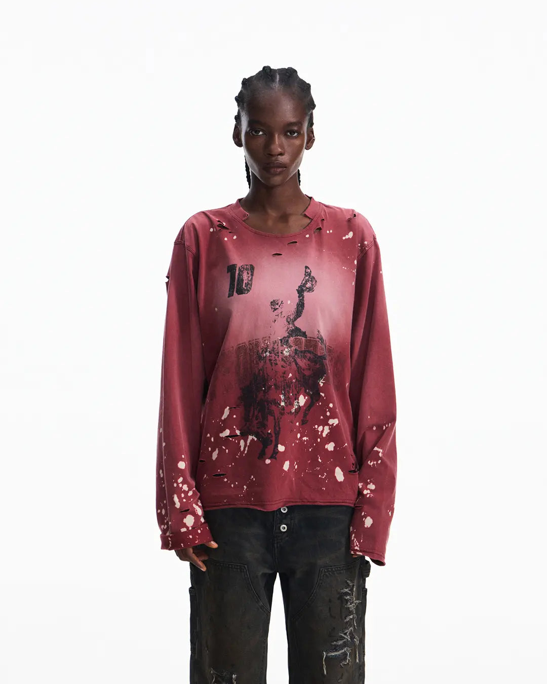 Peoplesense Hand-Cut&Splatter-Dyed Racing Tee