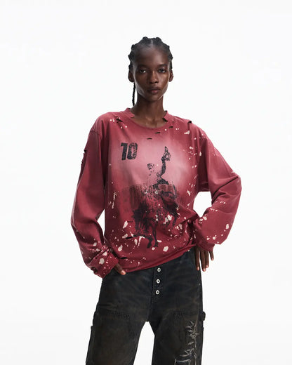 Peoplesense Hand-Cut&Splatter-Dyed Racing Tee