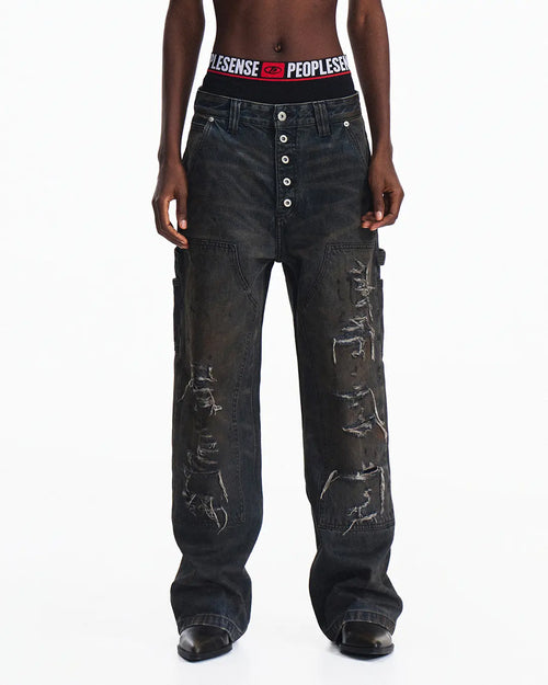 Peoplesense Irregular Hole Mud-Dye Jeans – peoplesense