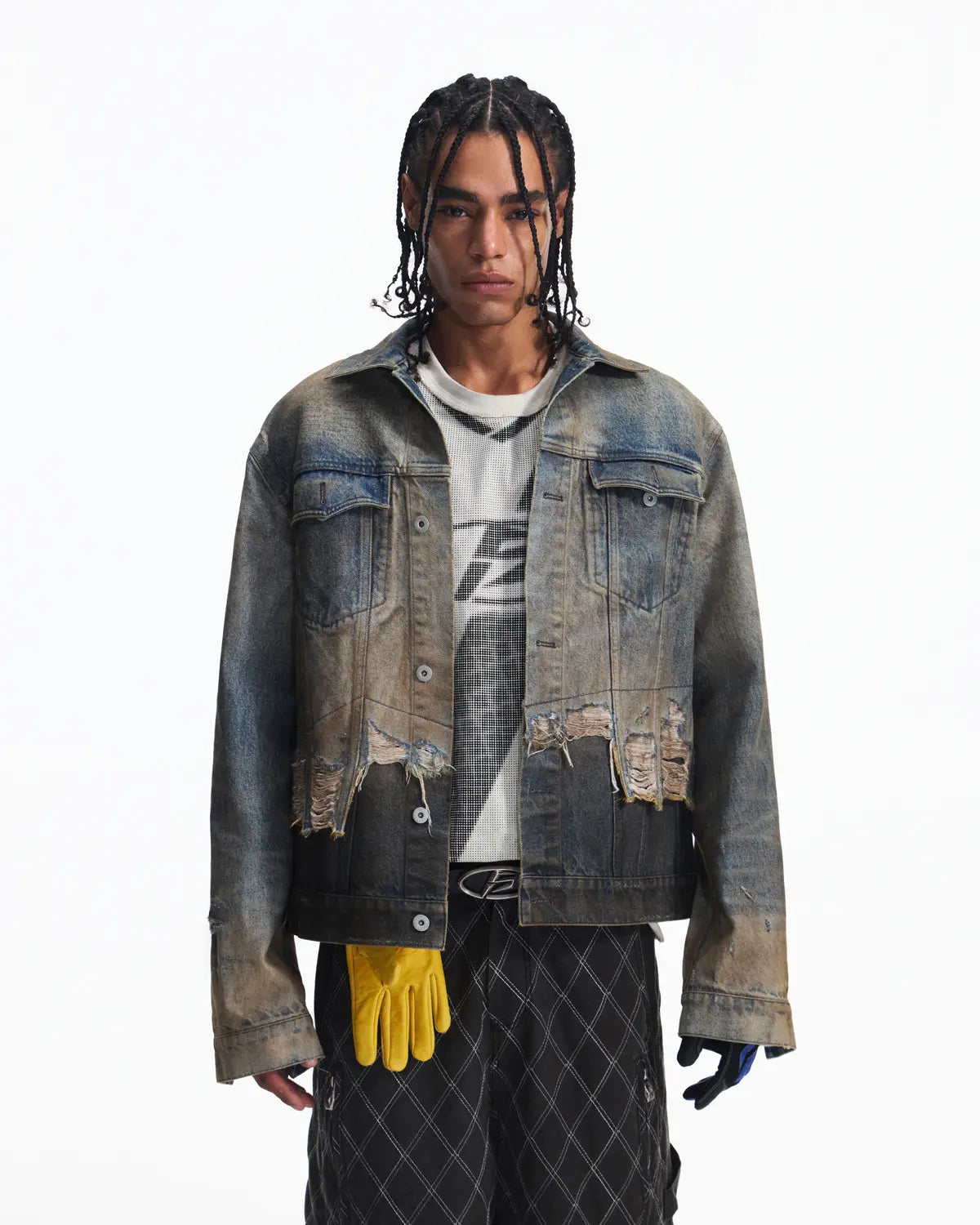 Peoplesense Vintage Two-Tone Fringed Denim Trucker