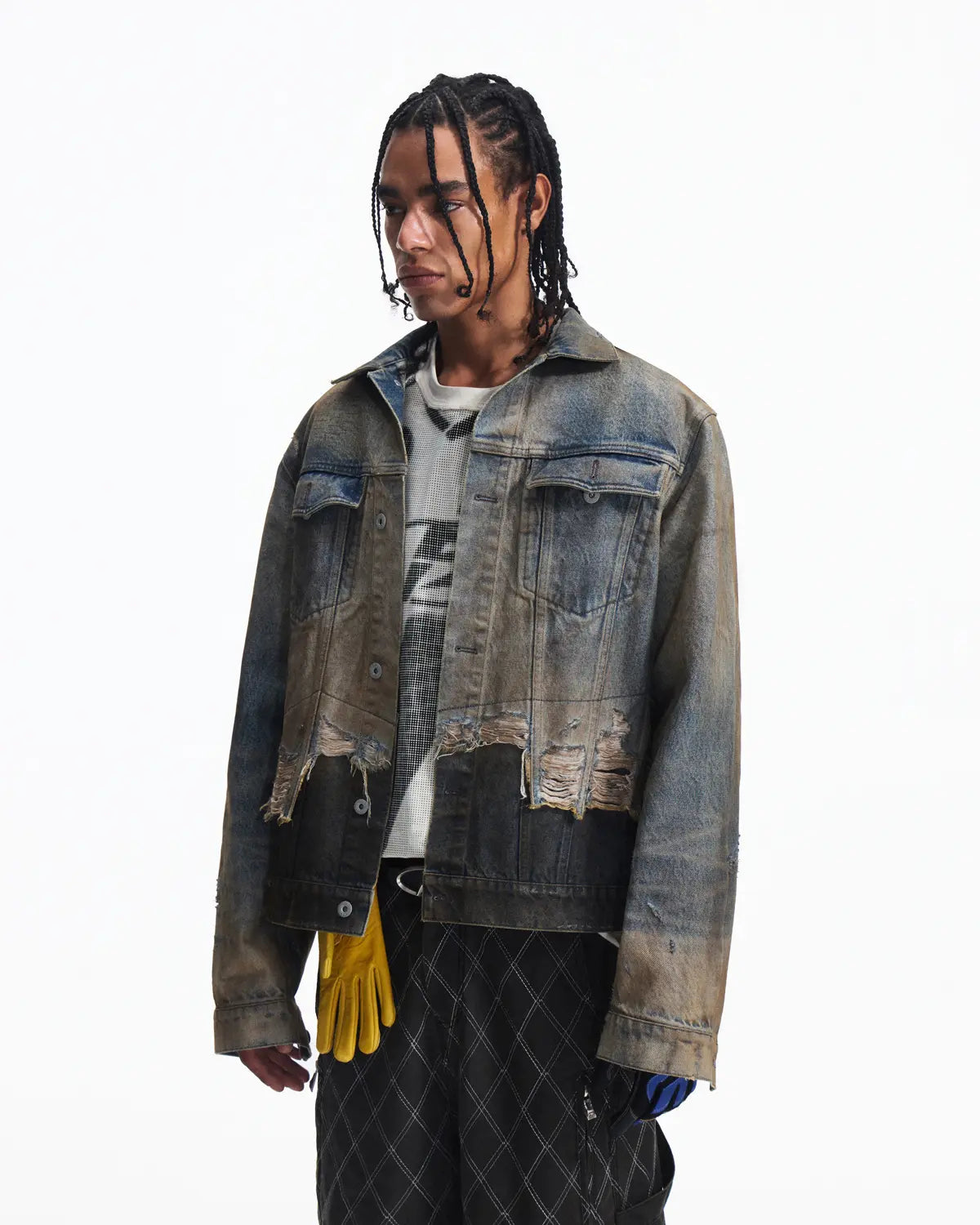 Peoplesense Vintage Two-Tone Fringed Denim Trucker