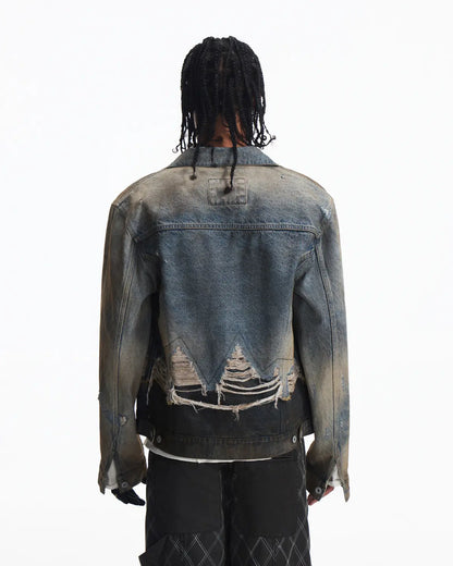 Peoplesense Vintage Two-Tone Fringed Denim Trucker