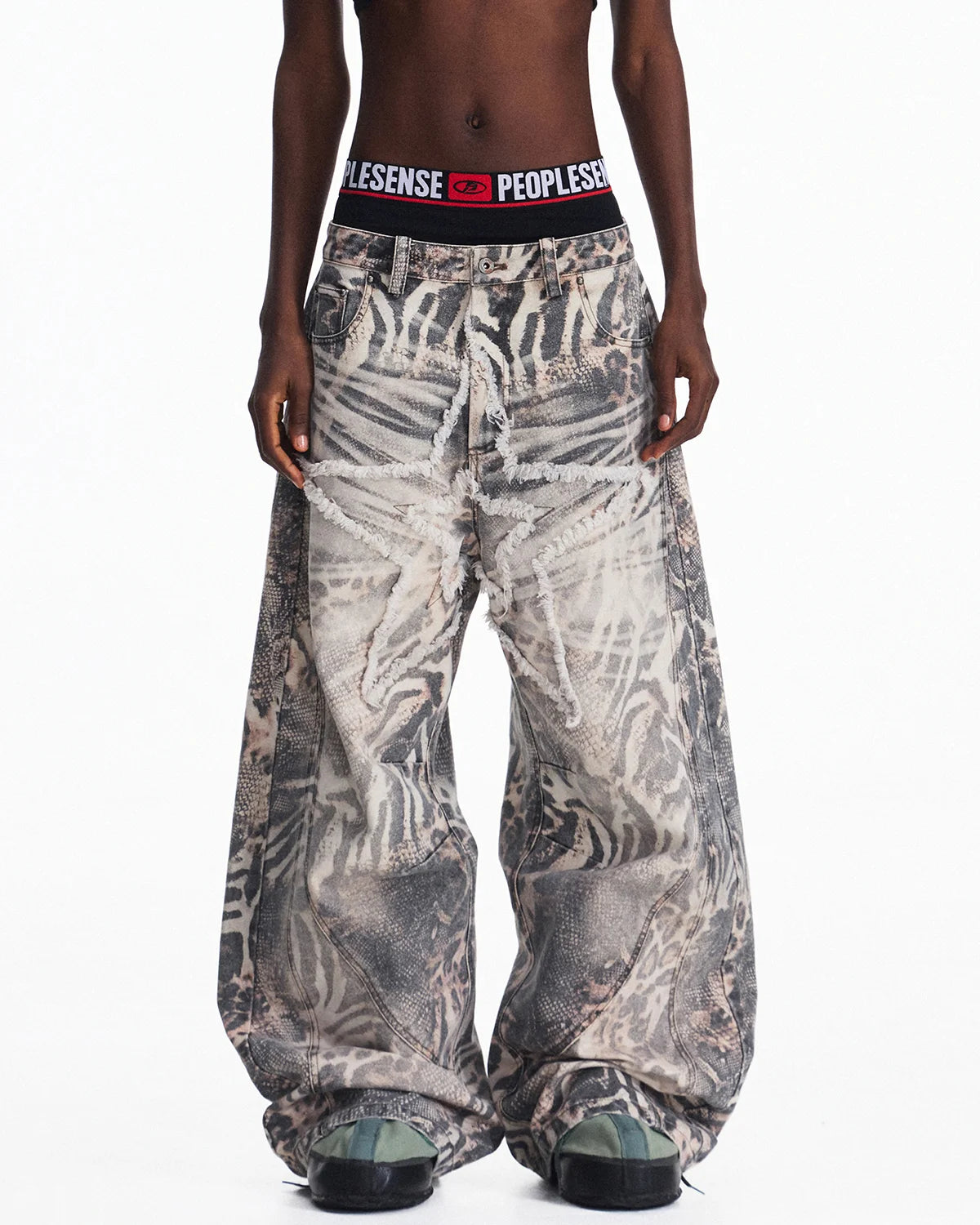 Peoplesense Worn-In Animal Print Curved Pants