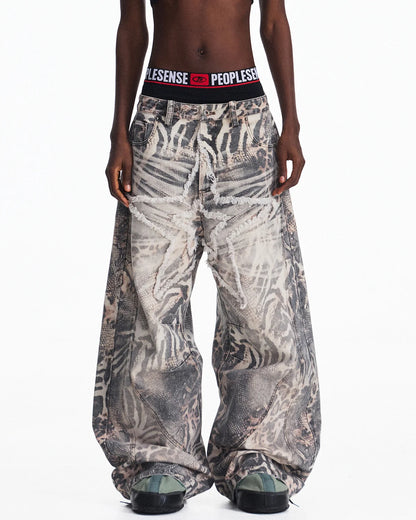 Peoplesense Worn-In Animal Print Curved Pants