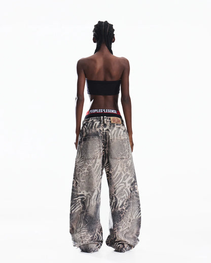 Peoplesense Worn-In Animal Print Curved Pants