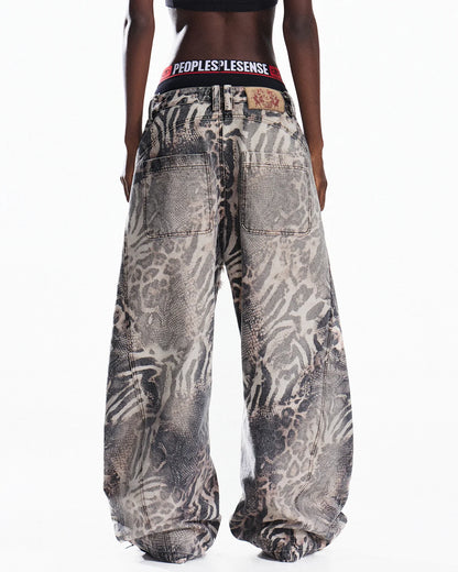 Peoplesense Worn-In Animal Print Curved Pants
