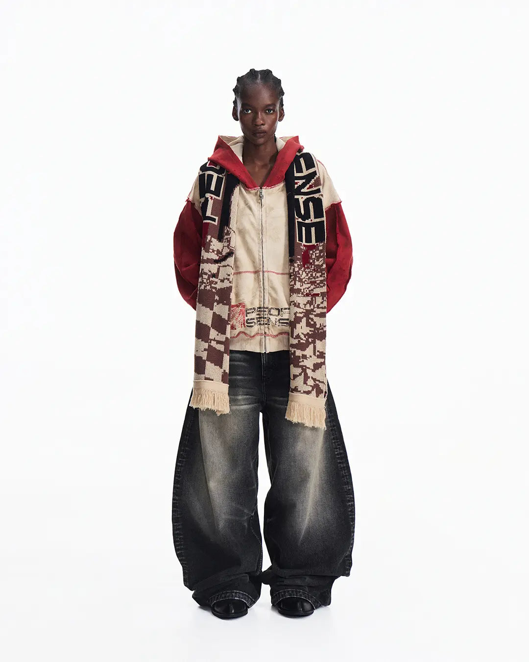 Peoplesense Distressed Two-Tone Hoodie