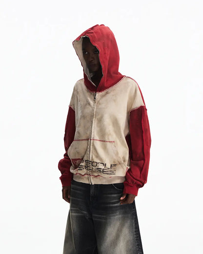 Peoplesense Distressed Two-Tone Hoodie
