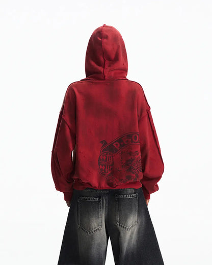 Peoplesense Distressed Two-Tone Hoodie