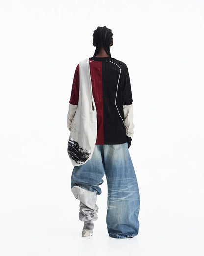 Peoplesense Two-in-One Striped Football Long Sleeve Tee