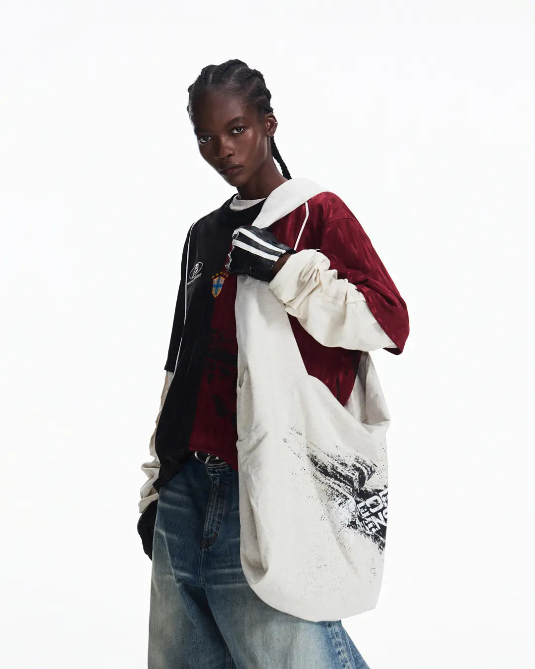 Peoplesense Two-in-One Striped Football Long Sleeve Tee