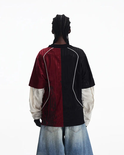 Peoplesense Two-in-One Striped Football Long Sleeve Tee