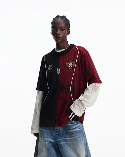 Peoplesense Two-in-One Striped Football Long Sleeve Tee