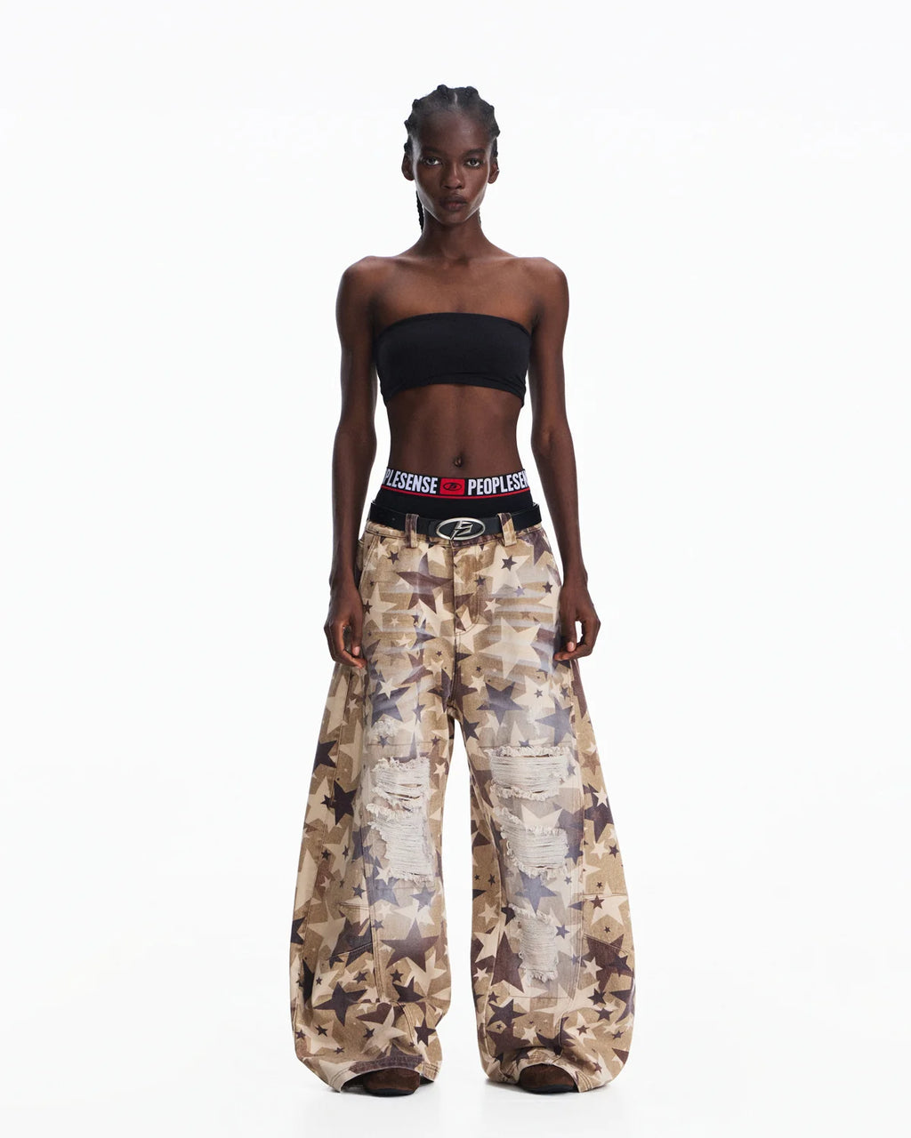 Peoplesense Distressed Star Curved Jeans