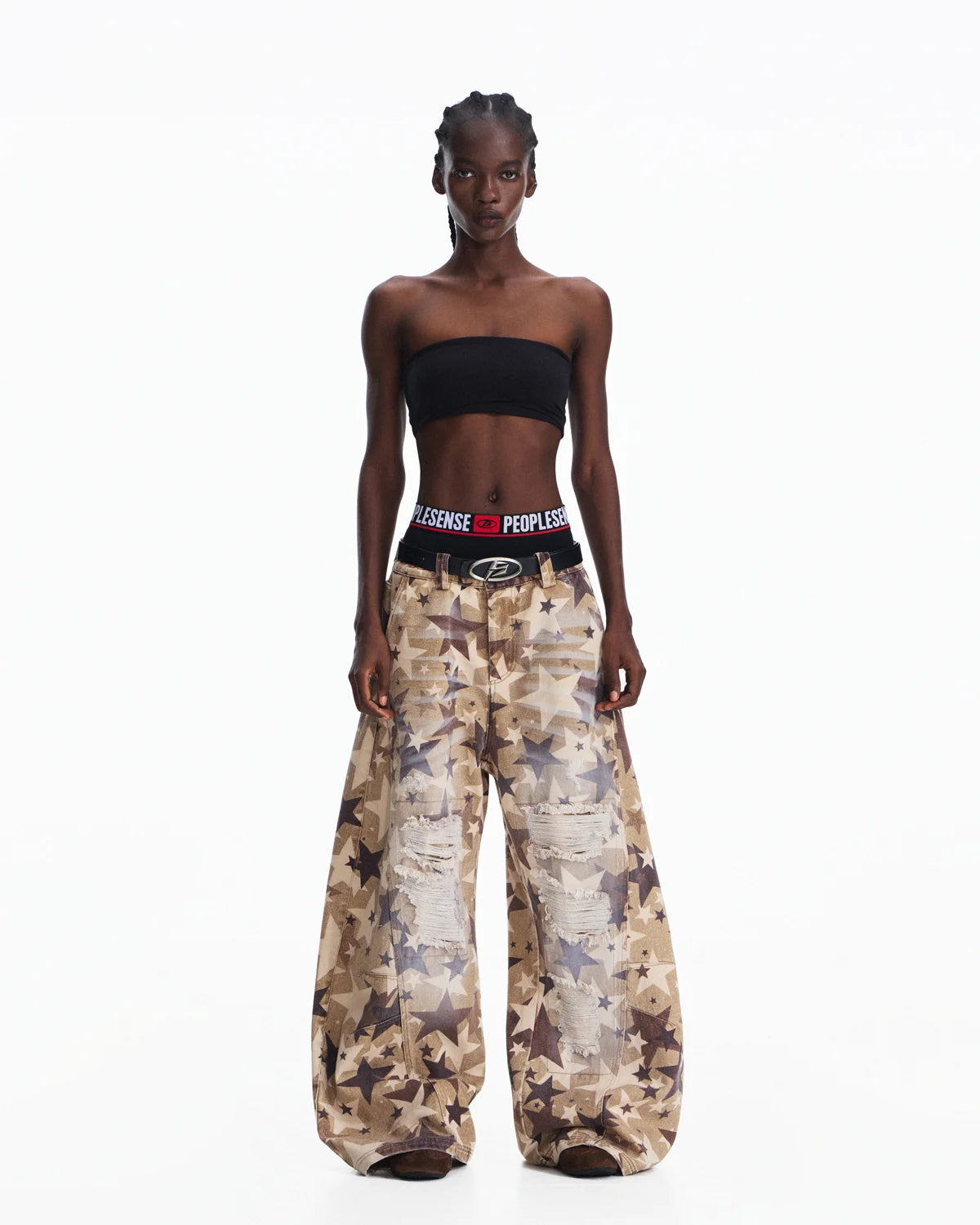 Peoplesense Distressed Star Curved Jeans