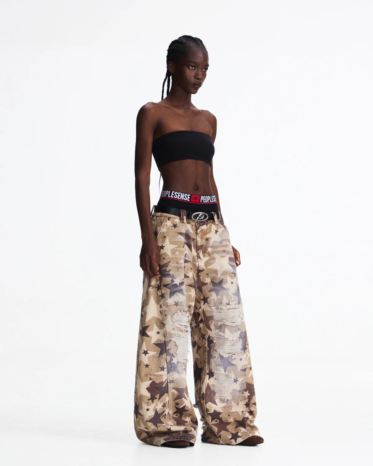 Peoplesense Distressed Star Curved Jeans