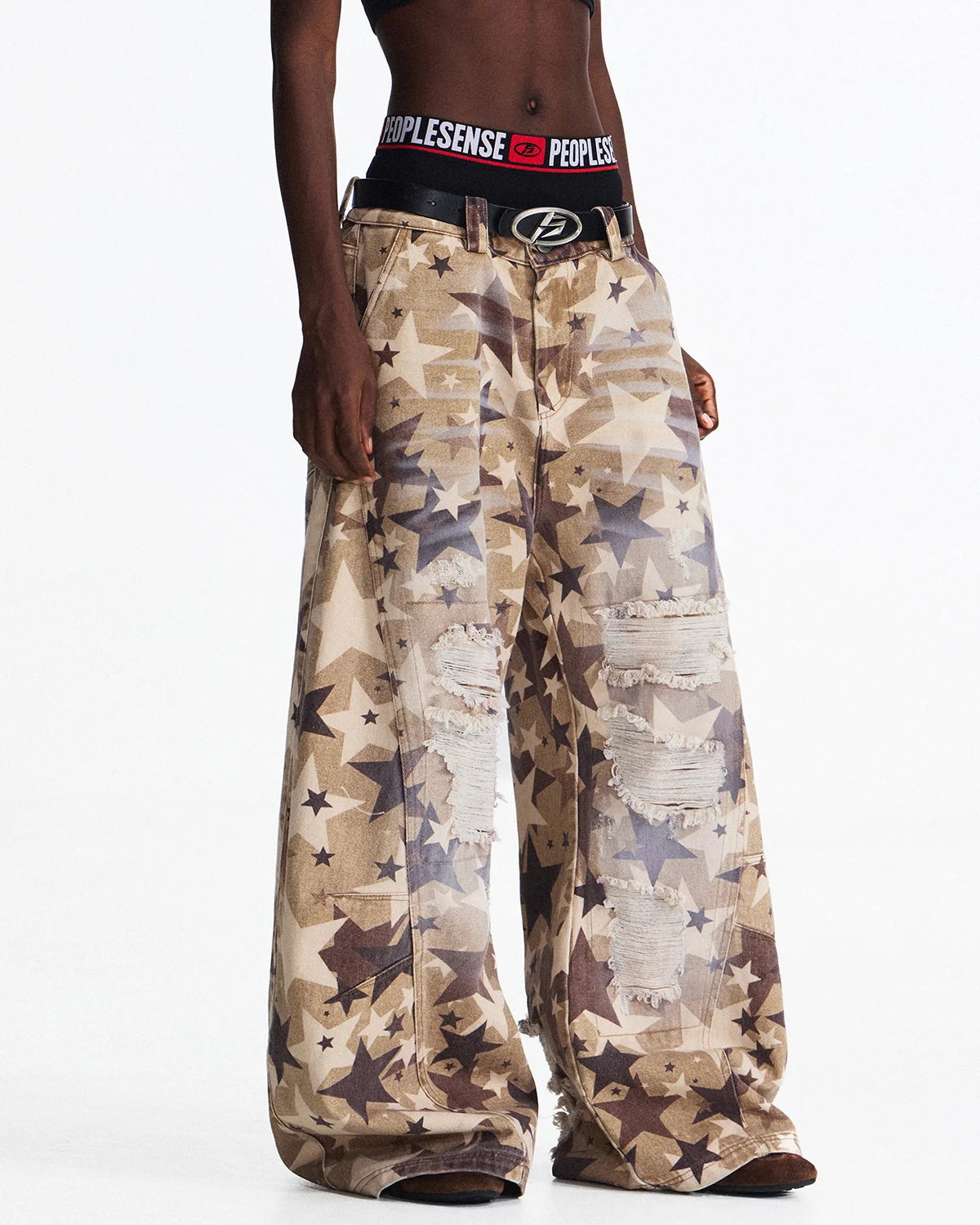 Peoplesense Distressed Star Curved Jeans