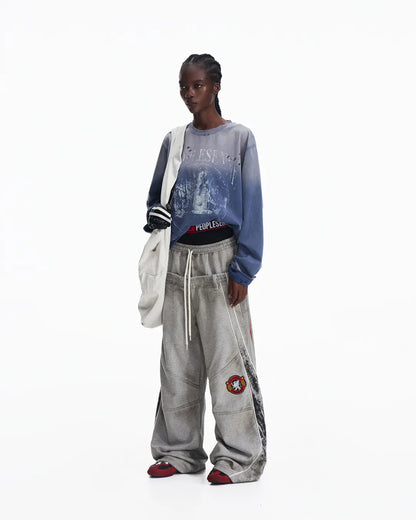 Peoplesense Blue Distressed Racing Flame Print T-Shirt