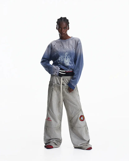 Peoplesense Blue Distressed Racing Flame Print T-Shirt