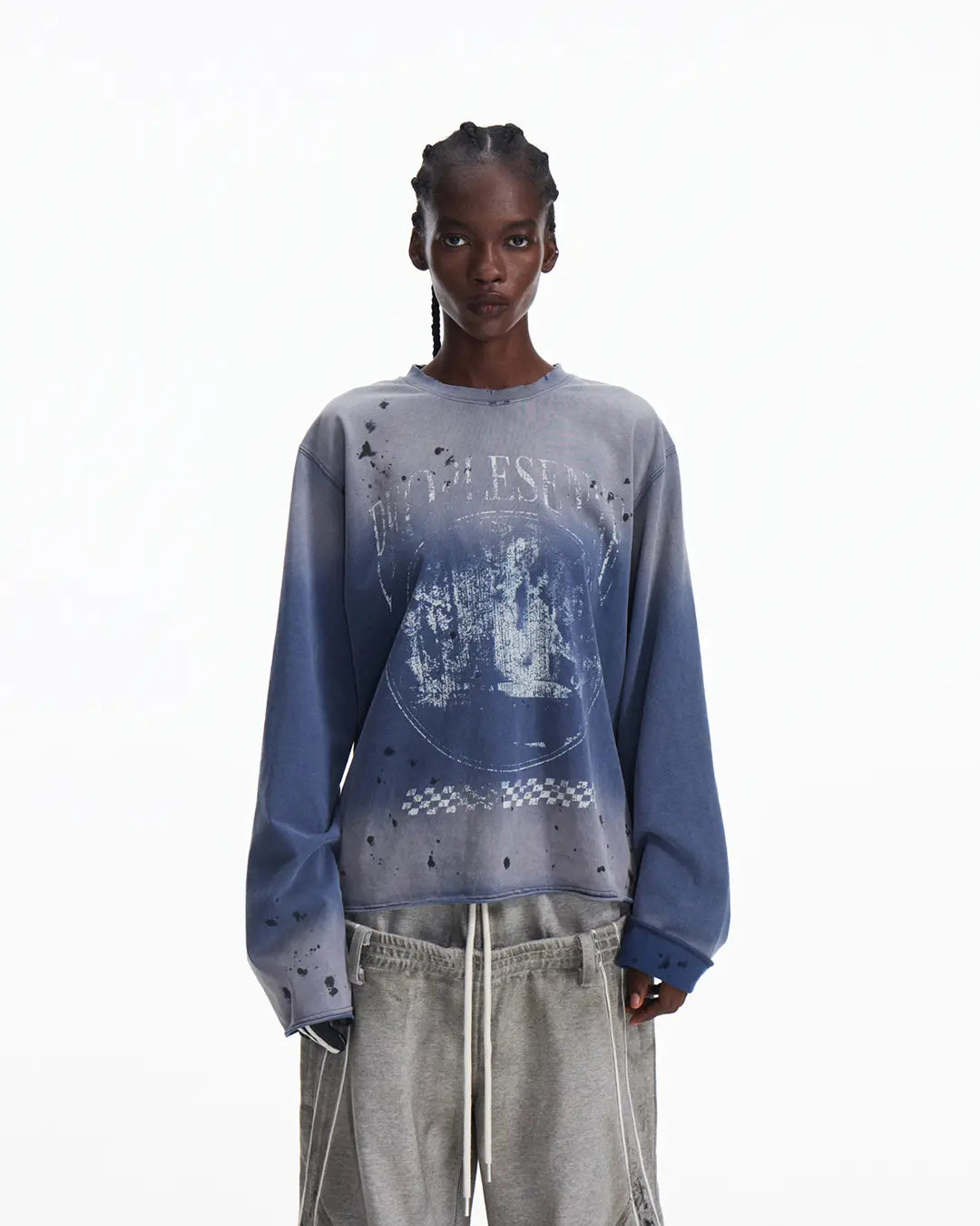 Peoplesense Blue Distressed Racing Flame Print T-Shirt