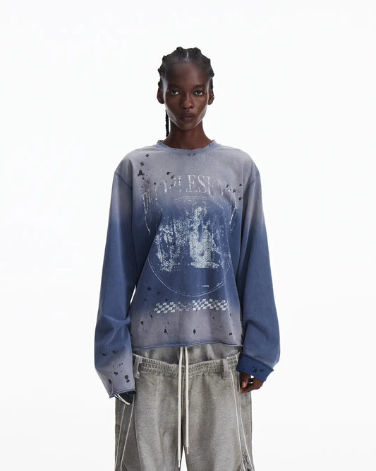 Peoplesense Blue Distressed Racing Flame Print T-Shirt