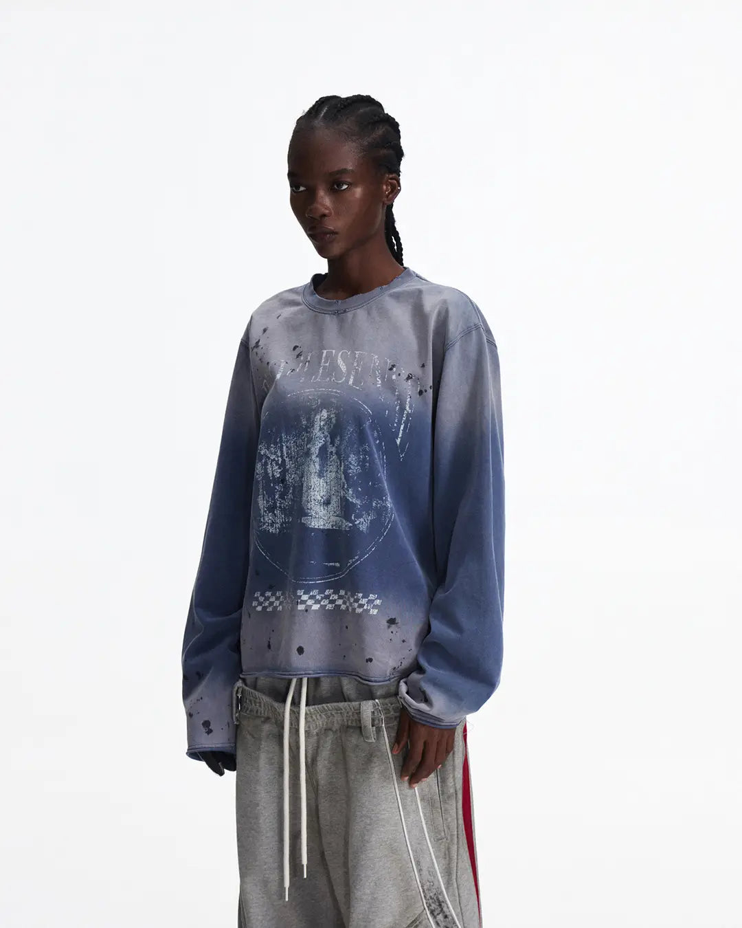 Peoplesense Blue Distressed Racing Flame Print T-Shirt