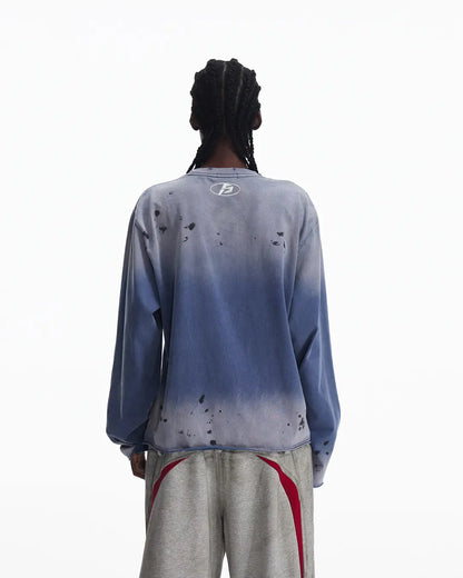 Peoplesense Blue Distressed Racing Flame Print T-Shirt