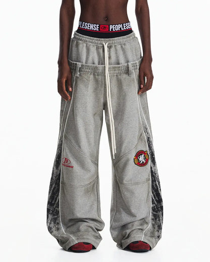Peoplesense Contrasting Double-Waistband Sweatpants