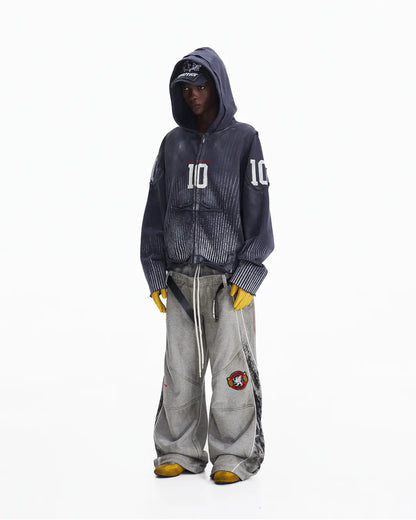 Peoplesense Vertical Striped Distressed Hoodie