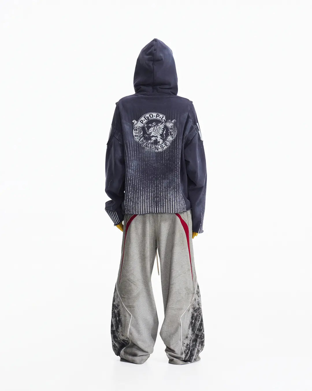 Peoplesense Vertical Striped Distressed Hoodie