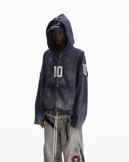 Peoplesense Vertical Striped Distressed Hoodie