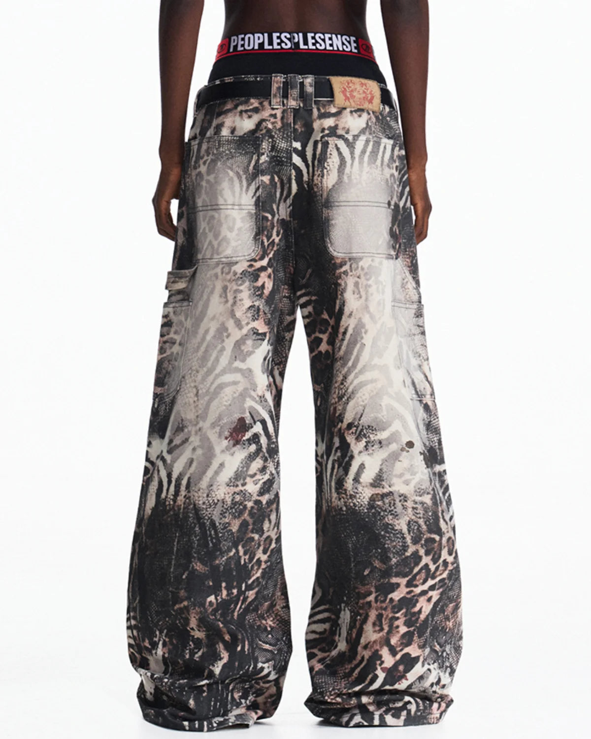 Peoplesense Washed Animal Print Straight-Leg Pants