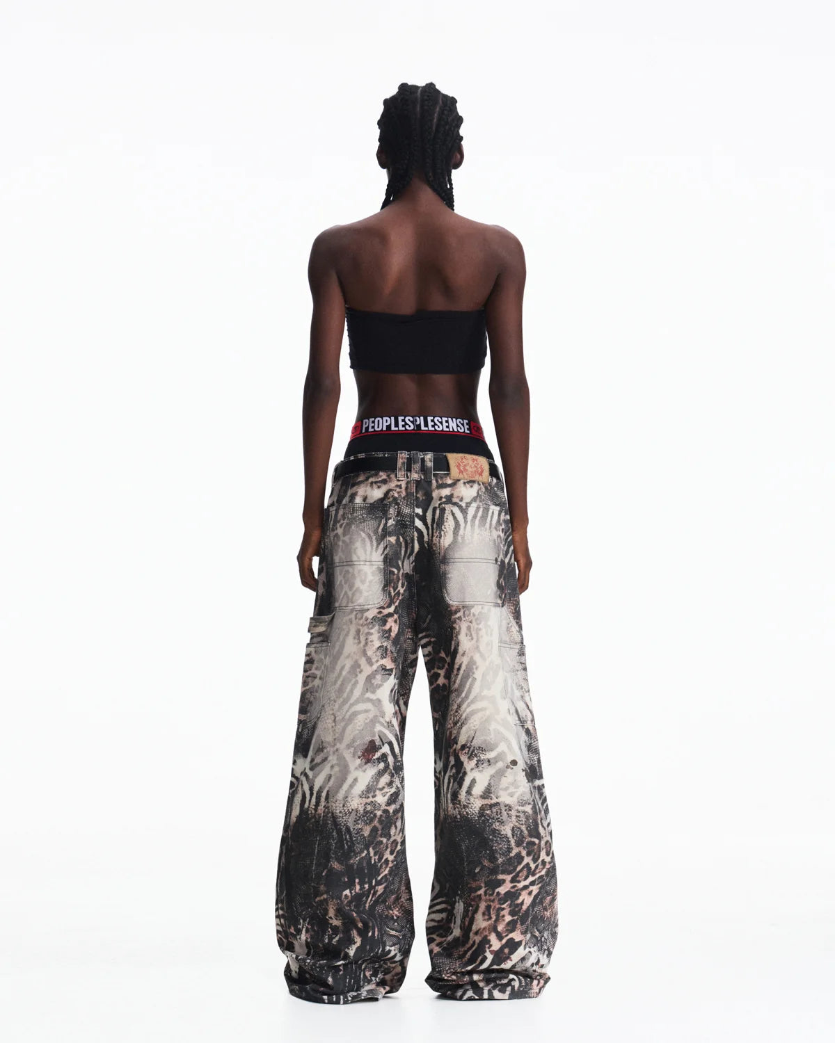 Peoplesense Washed Animal Print Straight-Leg Pants
