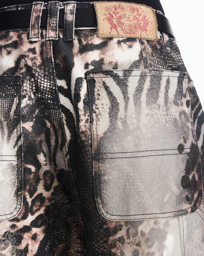 Peoplesense Washed Animal Print Straight-Leg Pants