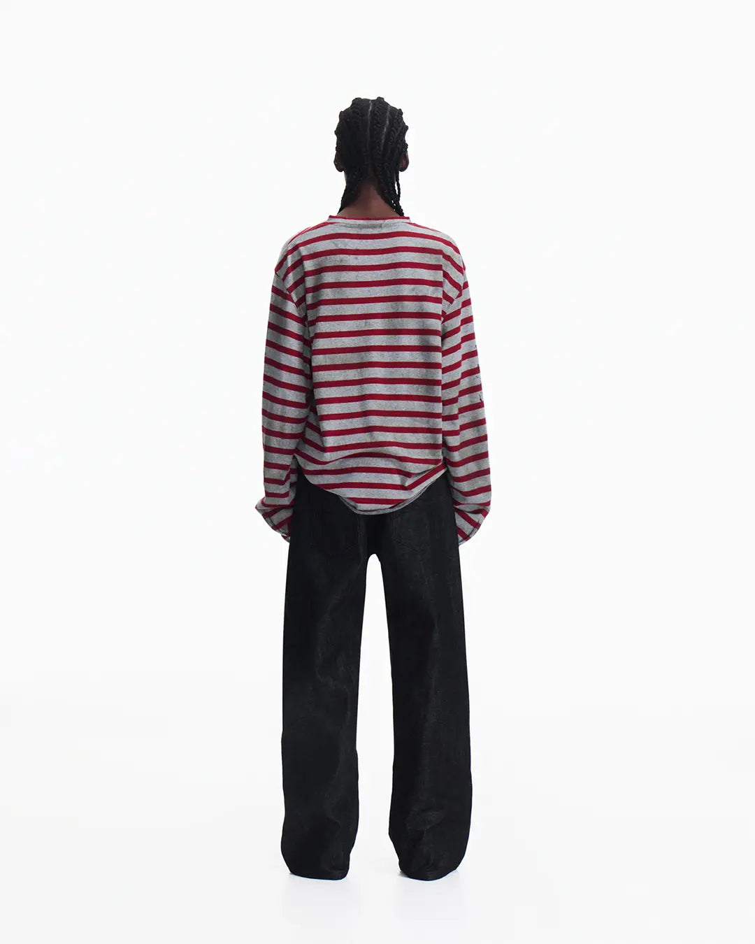 Peoplesense Vintage Red and Gray Striped Knit Top