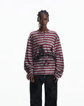 Peoplesense Vintage Red and Gray Striped Knit Top