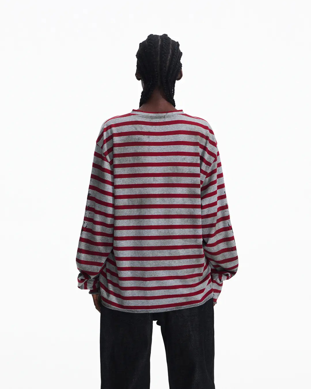 Peoplesense Vintage Red and Gray Striped Knit Top