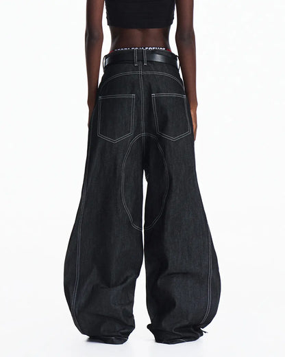 Peoplesense Curved Black Raw Denim Jeans