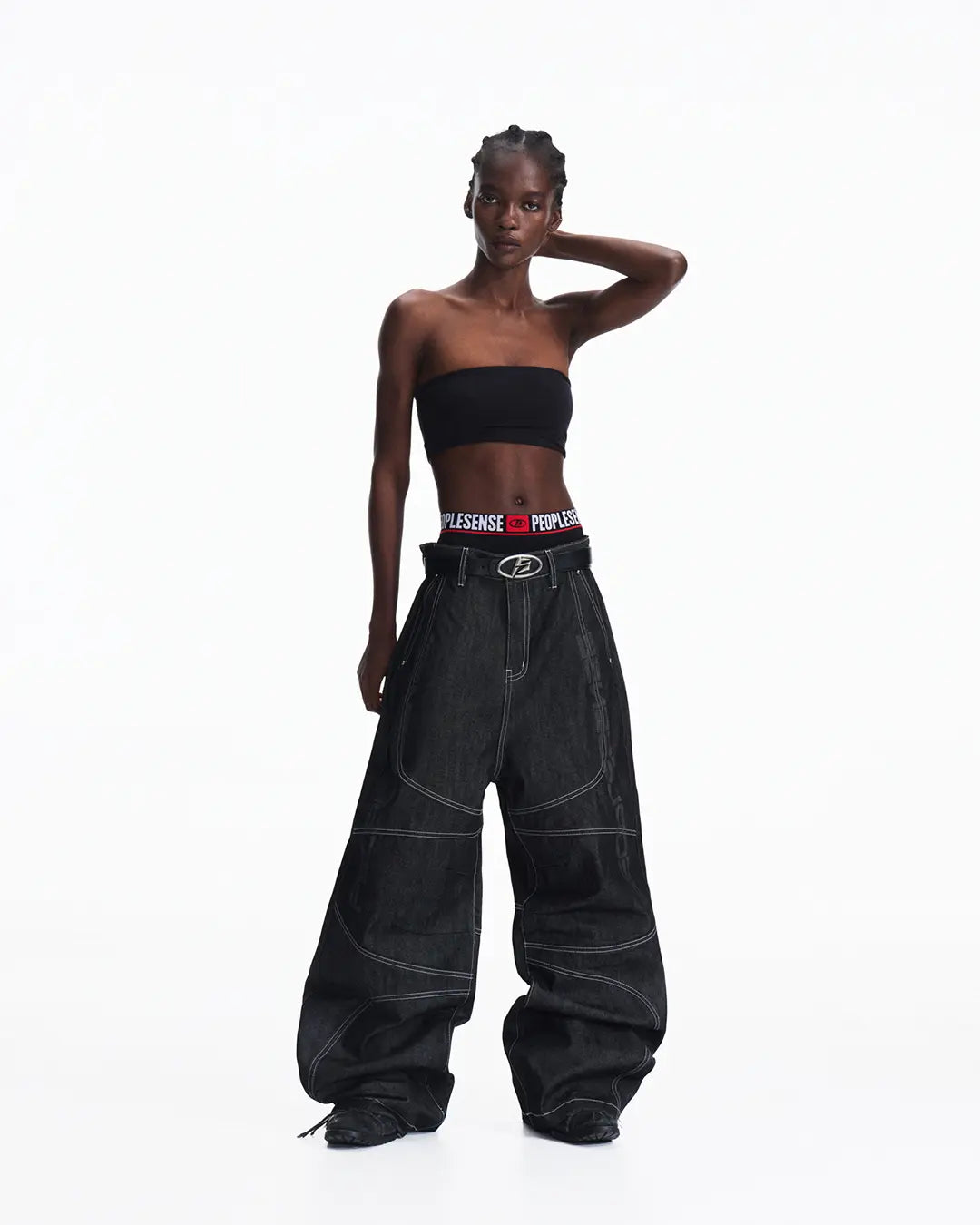 Peoplesense Curved Black Raw Denim Jeans