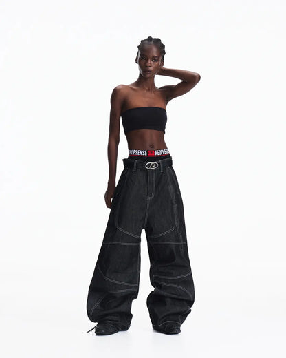 Peoplesense Curved Black Raw Denim Jeans