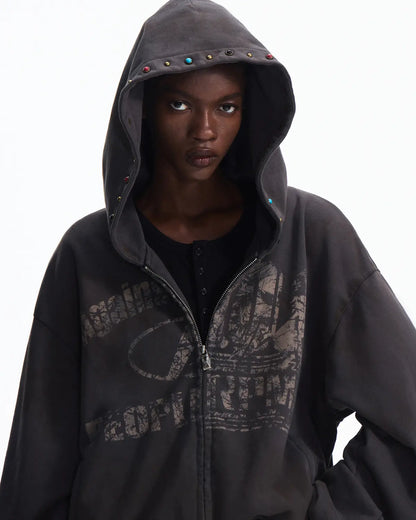 Peoplesense Asymmetric Graphic Racing Pullover