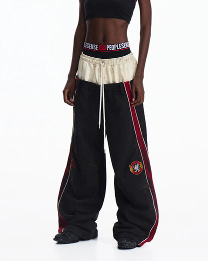 Peoplesense Contrasting Double-Waistband Sweatpants